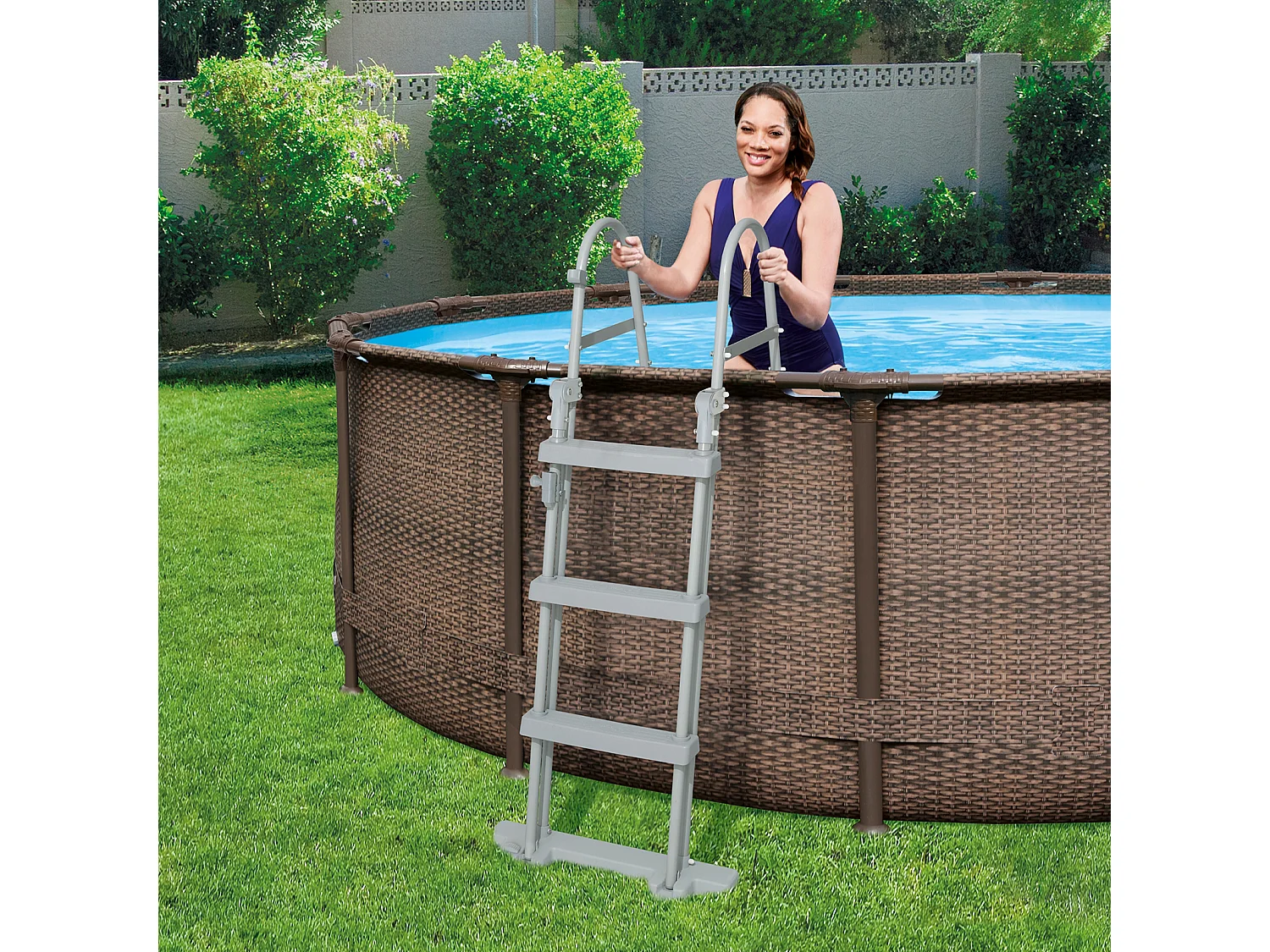 Piscina Desmontable Tubular Bestway Steel Pro Max Diseño Rattan 366x100 cm Depuradora de cartucho de 2.006 L/H