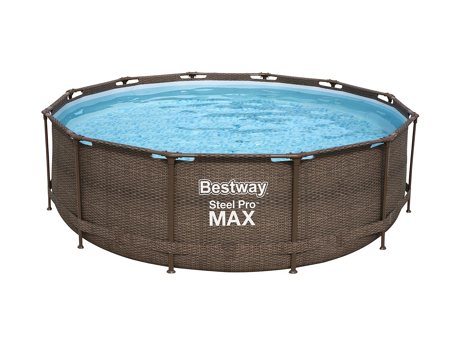 Piscina Desmontable Tubular Bestway Steel Pro Max Diseño Rattan 366x100 cm Depuradora de cartucho de 2.006 L/H