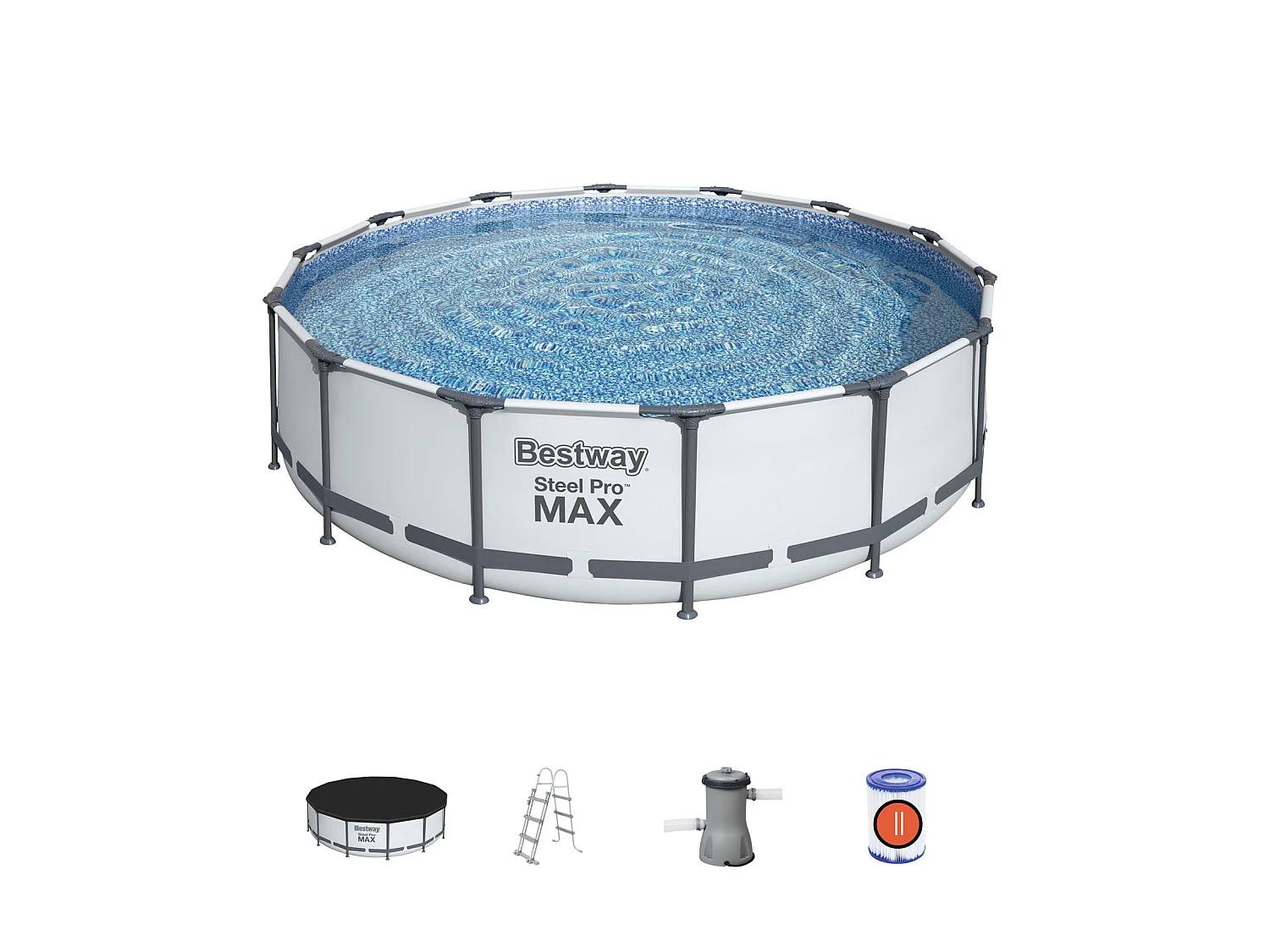 Piscine Hors-sol Tubulaire Bestway Steel Pro Max 427x107 cm Épurateur à Cartouche de 3 028 L/H Bâche et Échelle