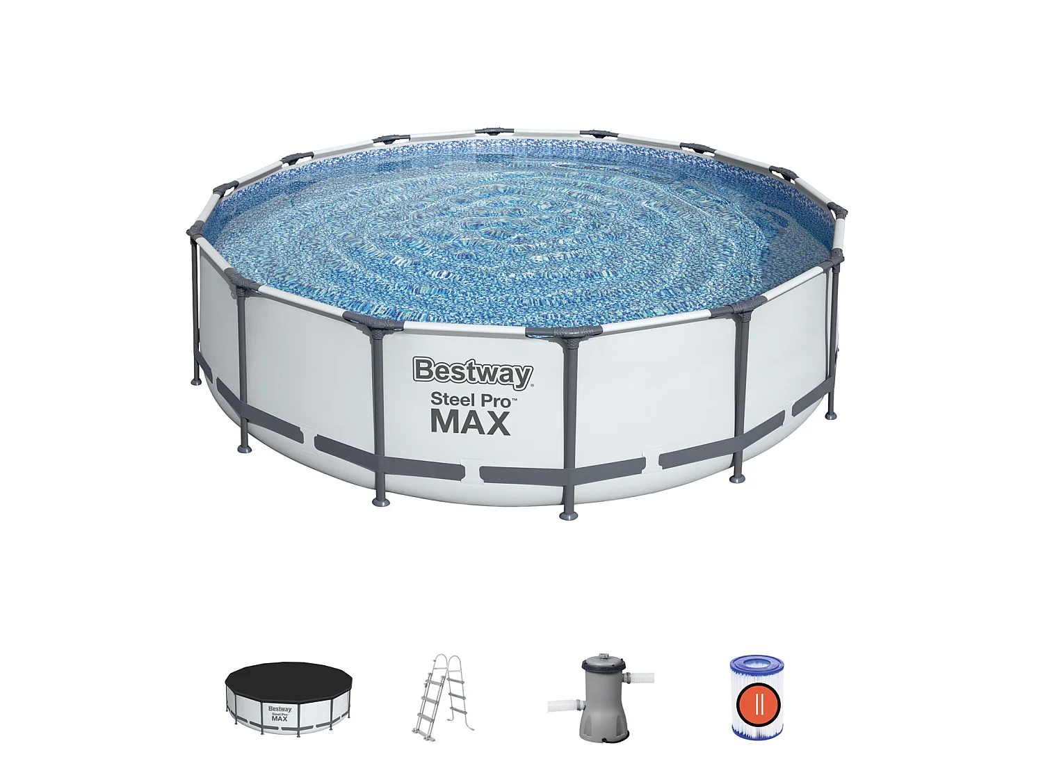 Piscine Hors-sol Tubulaire Bestway Steel Pro Max 427x107 cm Épurateur à Cartouche de 3 028 L/H Bâche et Échelle