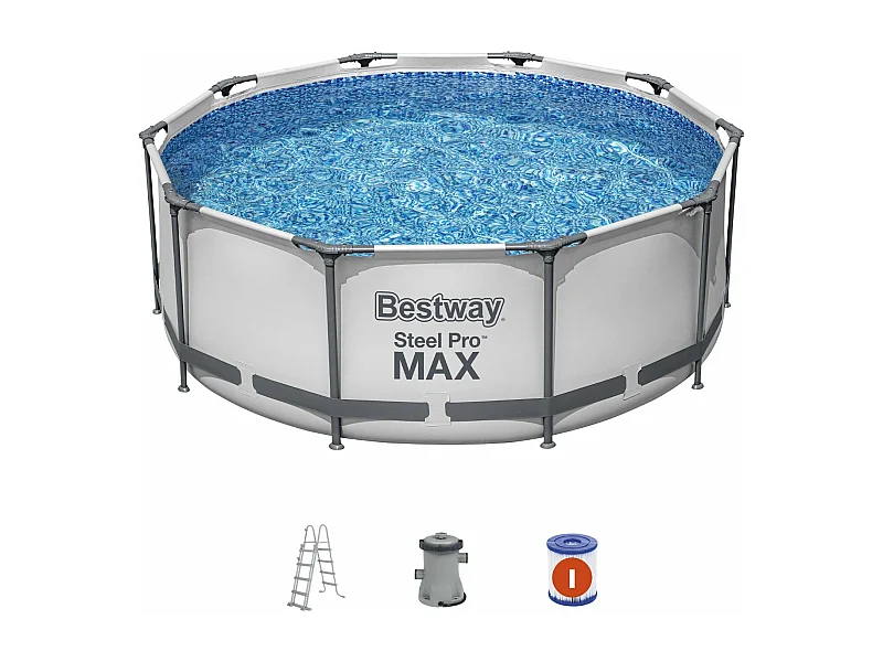 Piscina Desmontable Tubular Bestway Steel Pro Max 305x100 cm con Depuradora Cartucho 1.249 L/H con Escalera