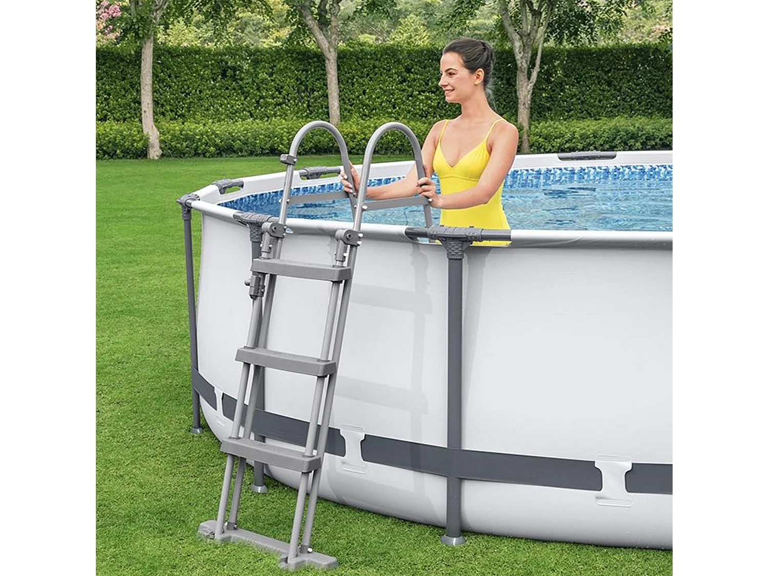 Piscina Fuori Terra Tubolare Bestway Steel Pro Max 305x100 cm con Pompa Filtro a Cartuccia 1.249 L/H con Scaletta