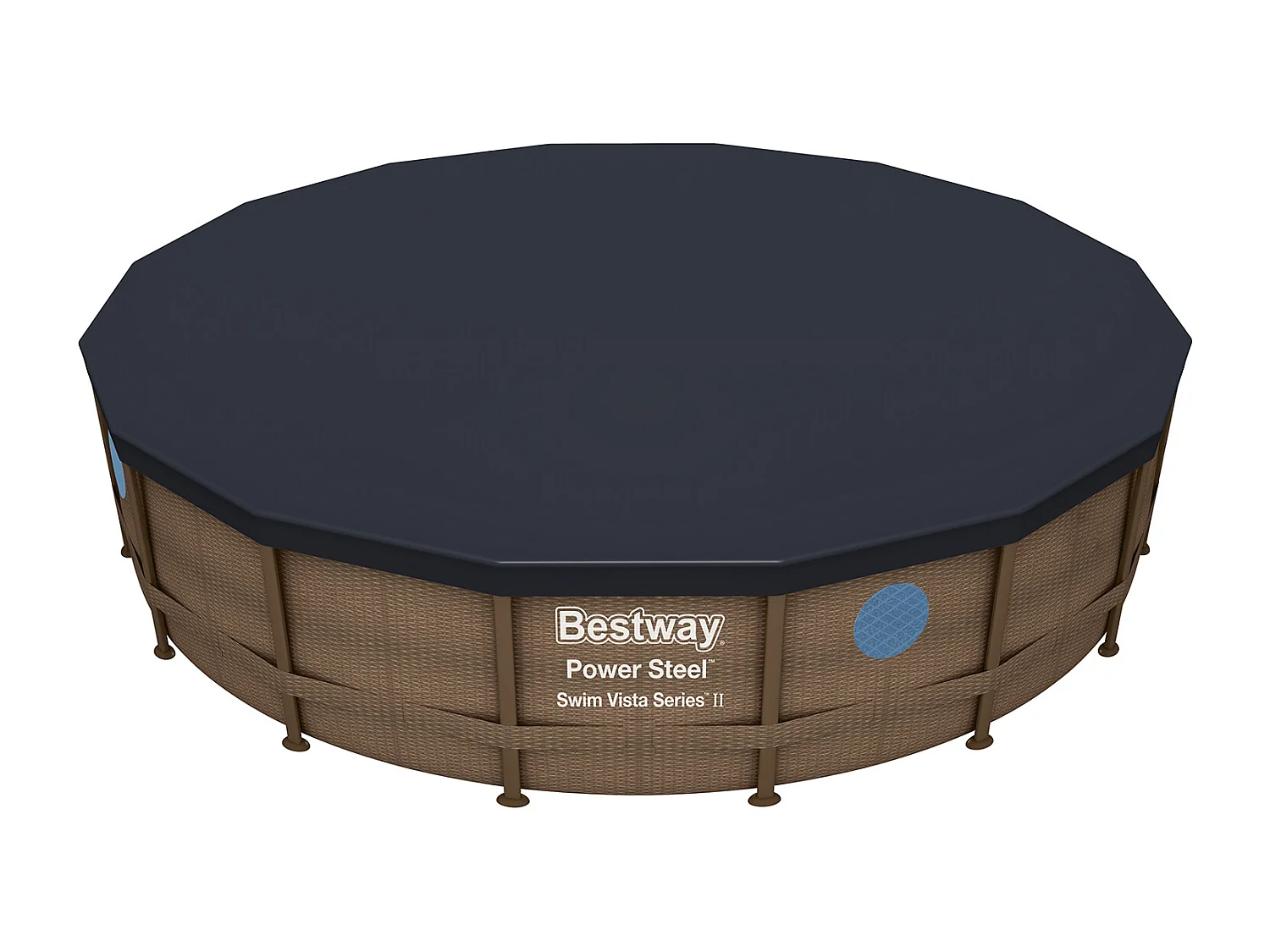 Piscine Hors-sol Tubulaire Bestway Power Steel 488x122 cm Filtre à Cartouche de 5.678 litres/heure Échelle Bâche Design Rotin