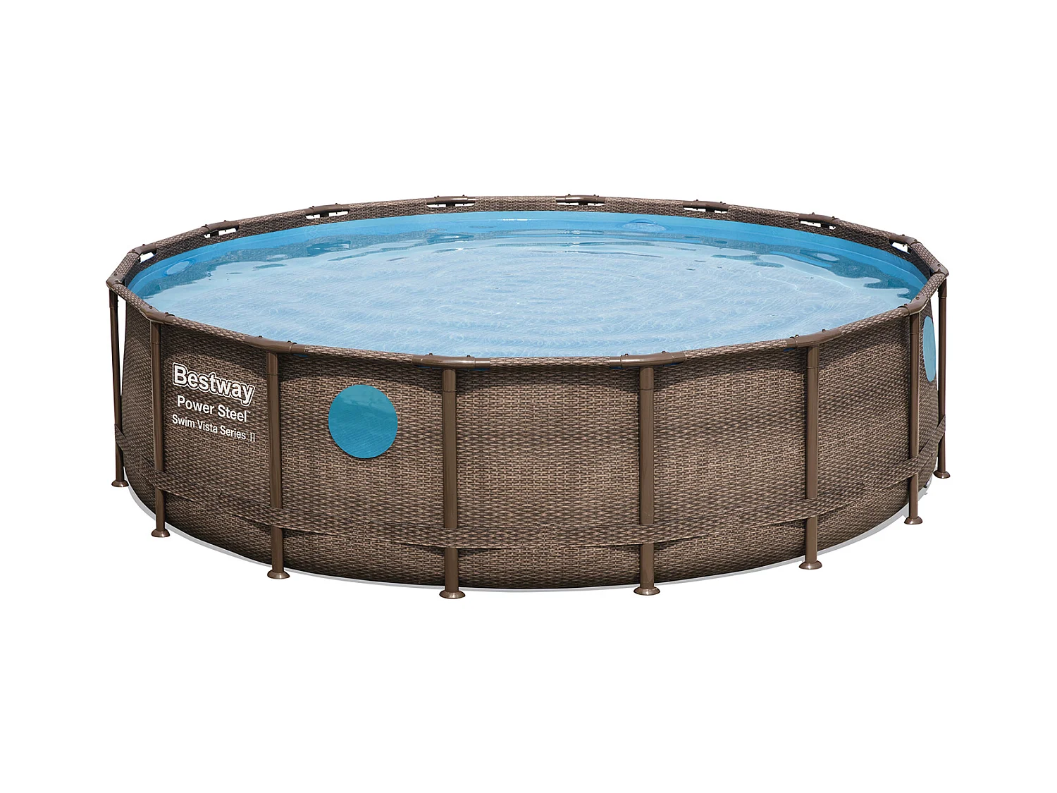 Piscina Desmontable Tubular Bestway Power Steel 488x122 cm Depuradora de Cartucho de 5.678 L/H Con Escalera y Cobertor Diseño Ratán