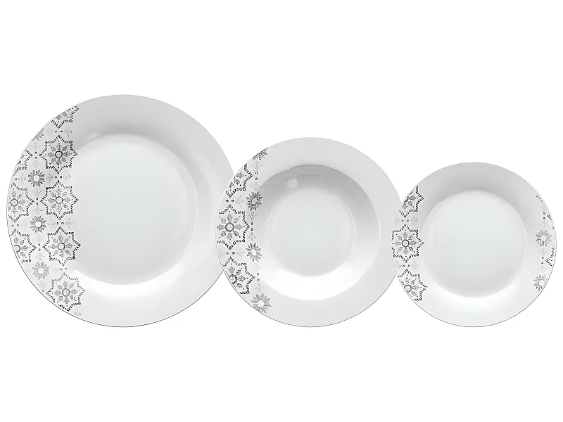 Servizio Piatti 18 Pezzi Brina Porcellana Grigio