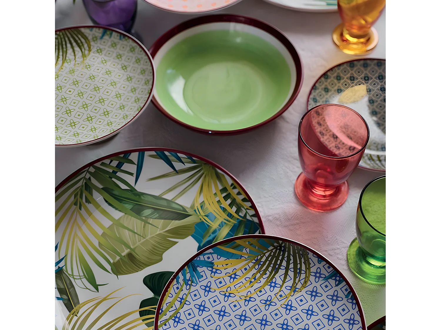 Vajilla de 18 piezas New Jungle Porcelana multicolor