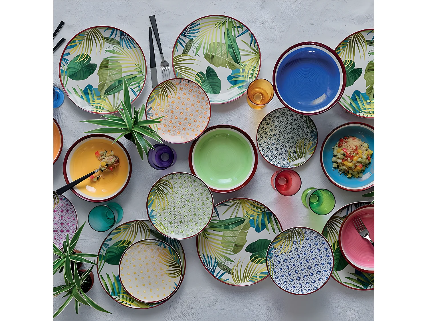 Vajilla de 18 piezas New Jungle Porcelana multicolor