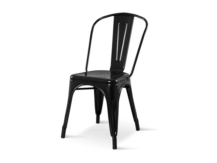 Lot de 4 chaises style industriel en métal noir brillant