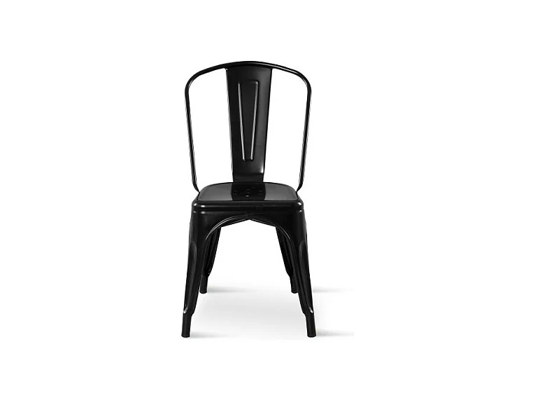 Lot de 4 chaises style industriel en métal noir brillant