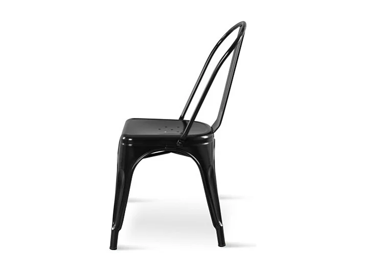 Lot de 4 chaises style industriel en métal noir brillant