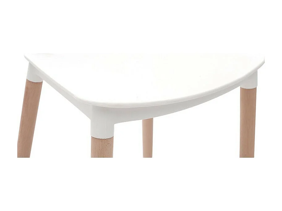 Chaise style scandinave à barreaux modèle POP - Coque en résine blanche et pieds en bois naturel