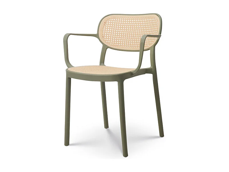 Chaise de salle à manger Verte style vintage avec accoudoirs