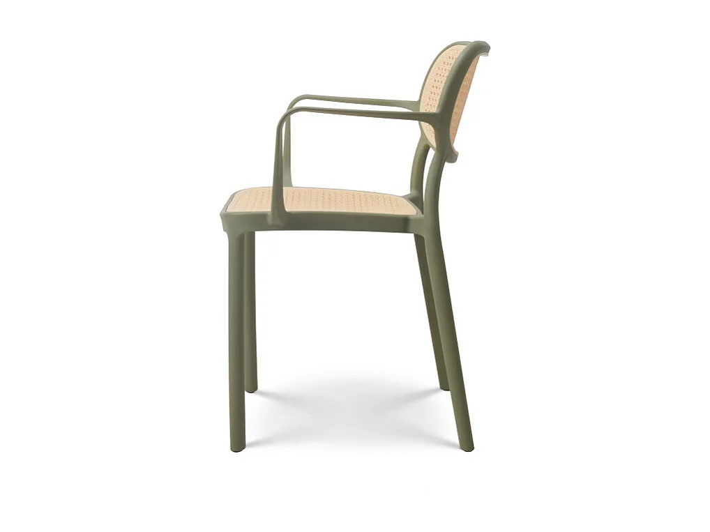 Chaise de salle à manger Verte style vintage avec accoudoirs