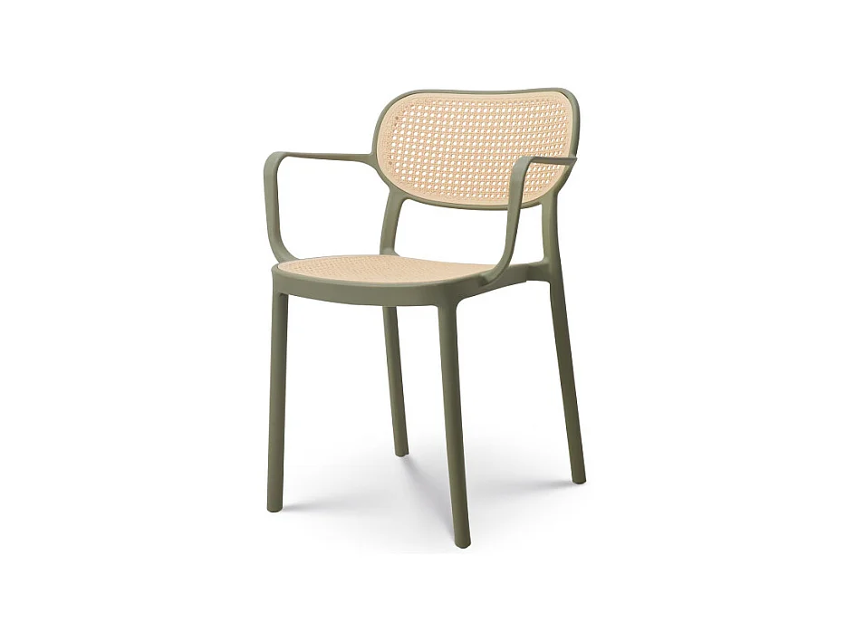 Chaise de salle à manger Verte style vintage avec accoudoirs