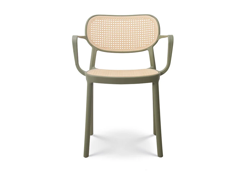 Chaise de salle à manger Verte style vintage avec accoudoirs