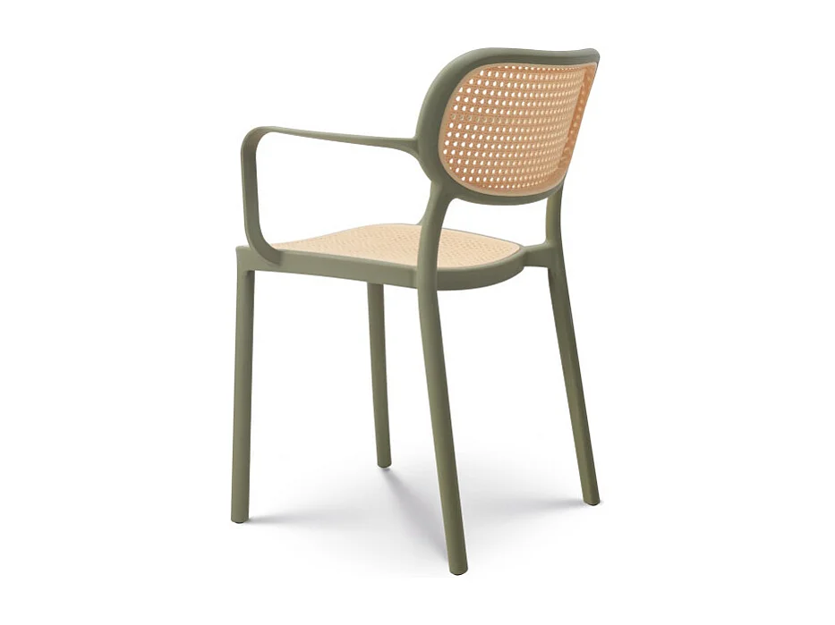 Chaise de salle à manger Verte style vintage avec accoudoirs