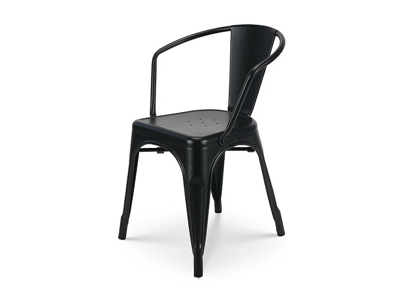 Chaise en métal noir mat style Industriel - Fauteuil industriel avec accoudoirs