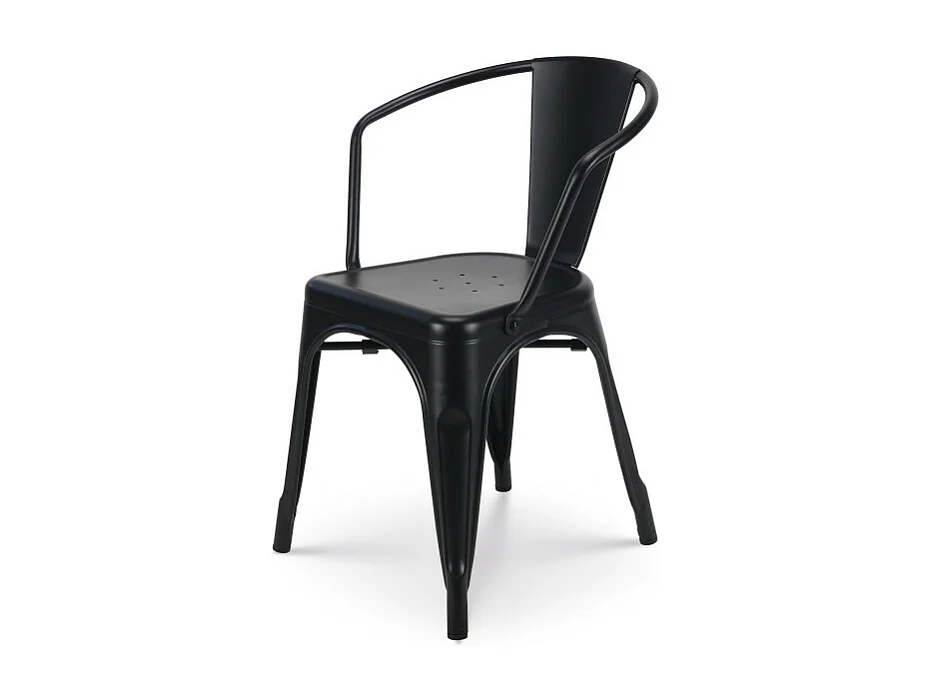 Chaise en métal noir mat style Industriel - Fauteuil industriel avec accoudoirs