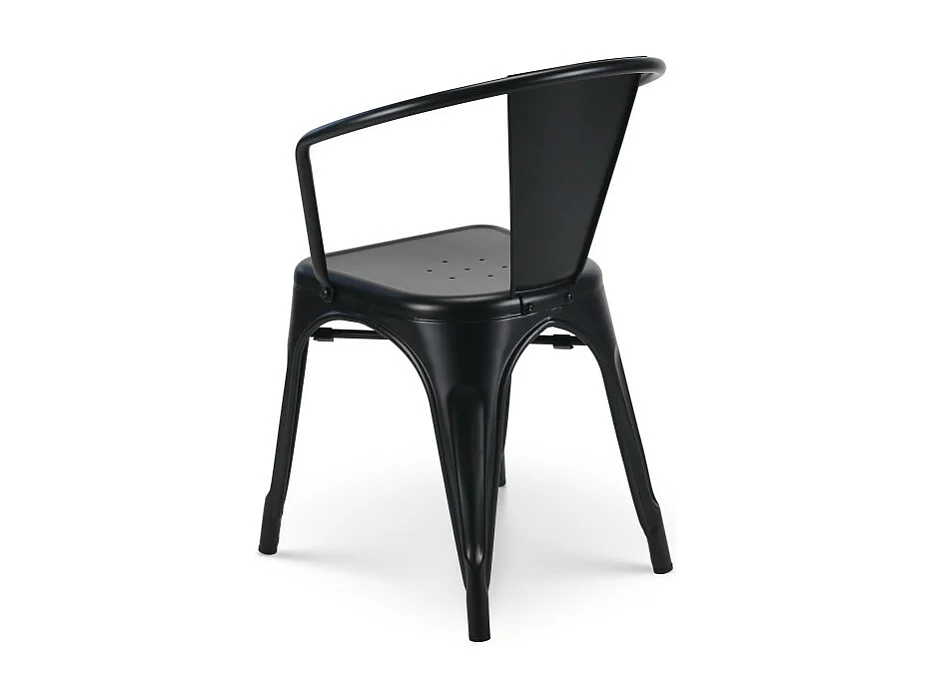 Chaise en métal noir mat style Industriel - Fauteuil industriel avec accoudoirs