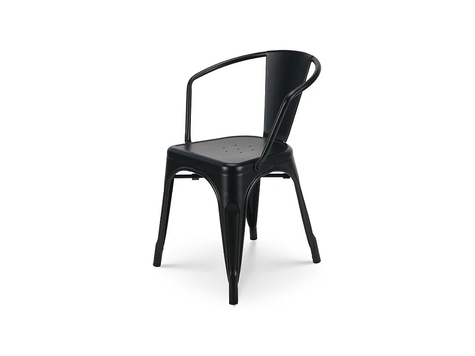 Chaise en métal noir mat style Industriel - Fauteuil industriel avec accoudoirs
