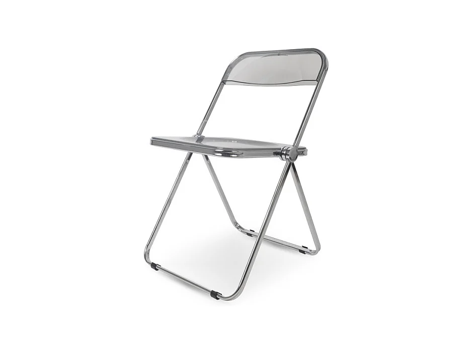 Chaise Pliable en plexiglass Couleur INOX et Gris fumé Smoke