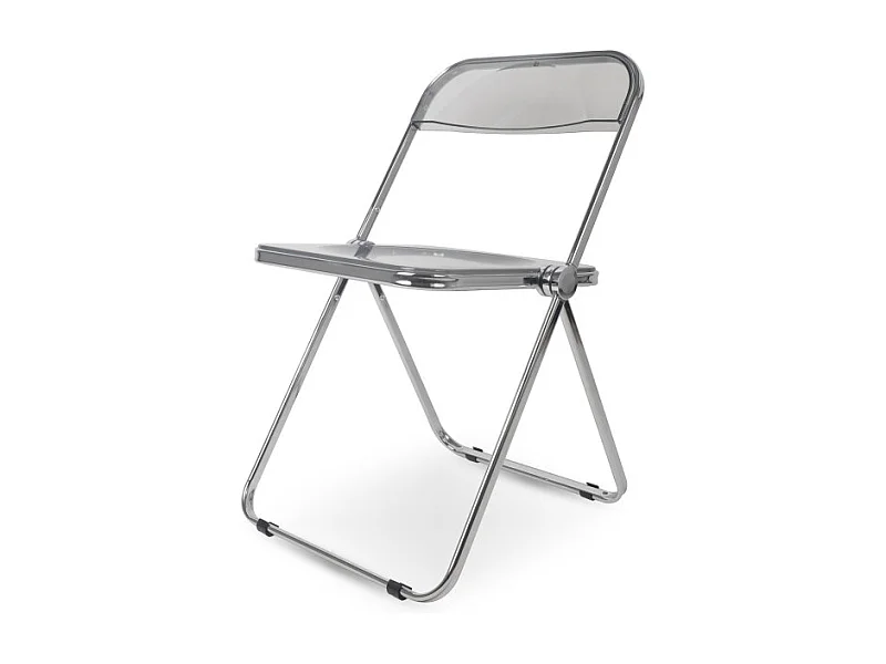 Chaise Pliable en plexiglass Couleur INOX et Gris fumé Smoke