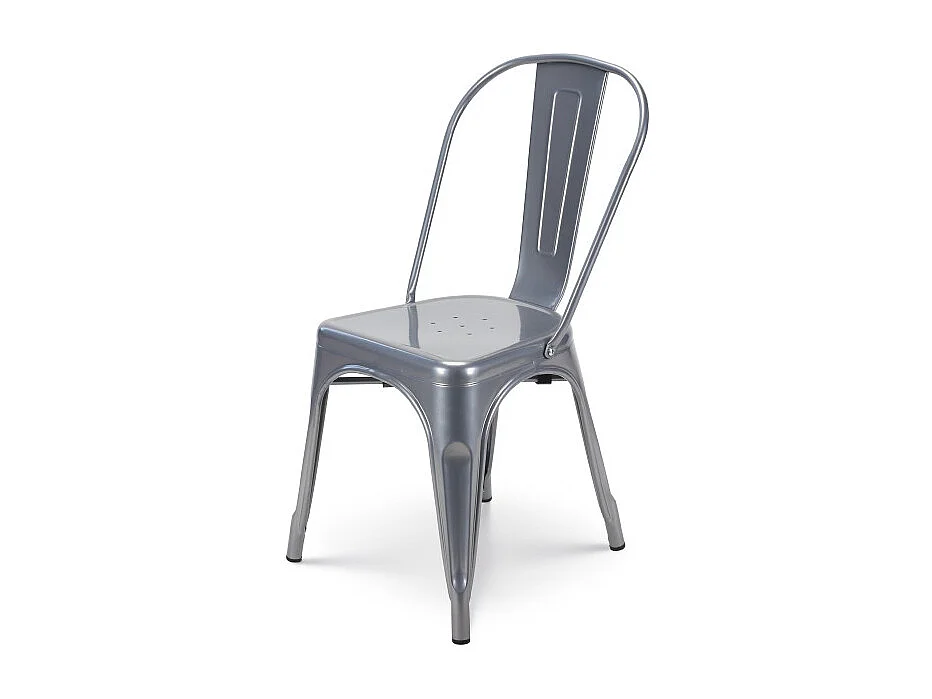 Lot de 4 chaises en métal gris brillant - Style industriel