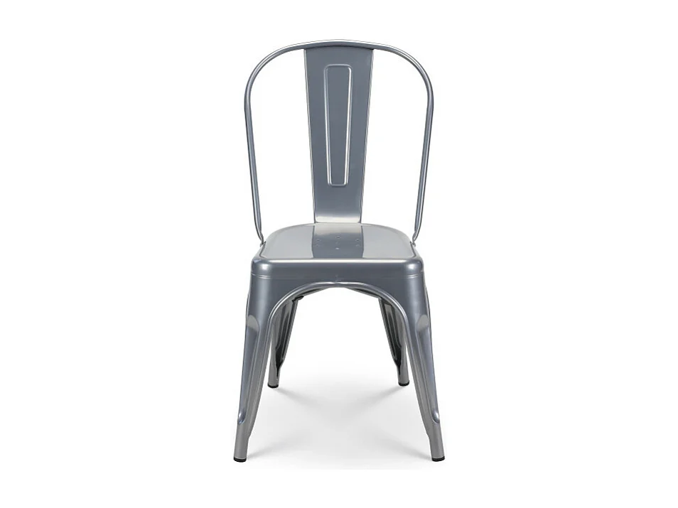 Lot de 4 chaises en métal gris brillant - Style industriel