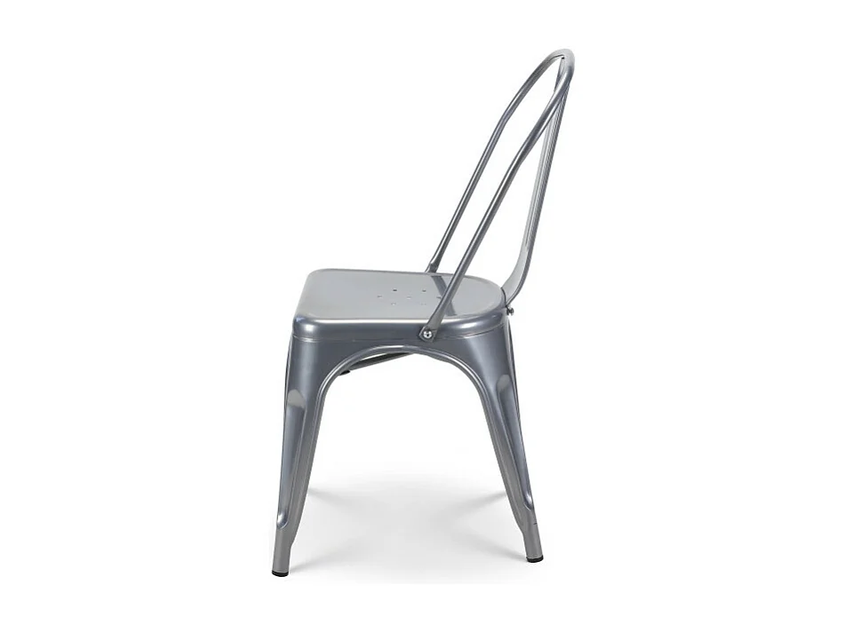 Lot de 4 chaises en métal gris brillant - Style industriel