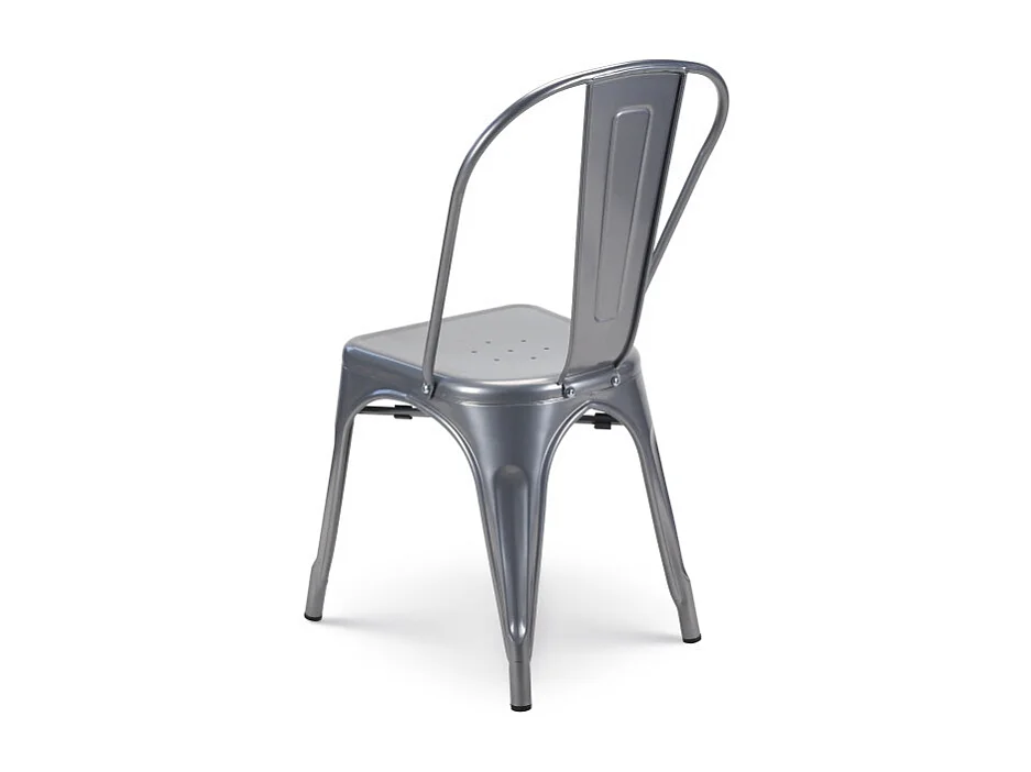 Lot de 4 chaises en métal gris brillant - Style industriel