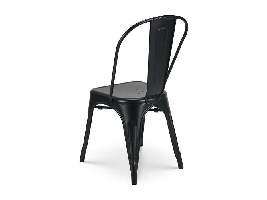 Lot de 4 chaises en métal noir mat - Style industriel