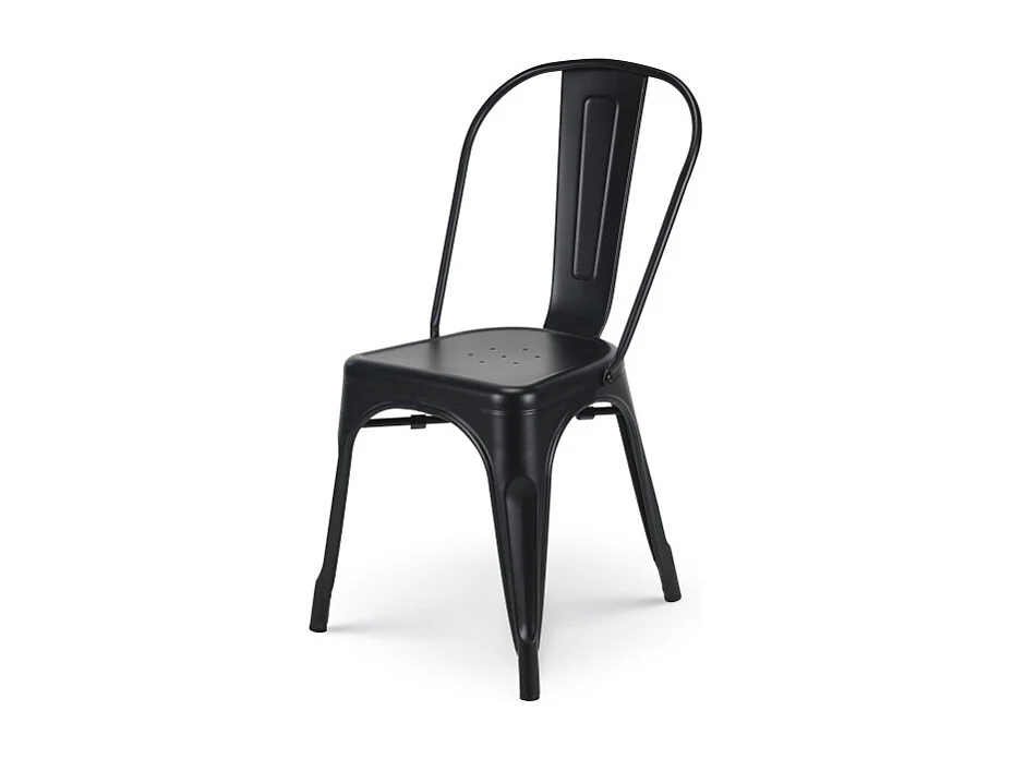 Lot de 4 chaises en métal noir mat - Style industriel