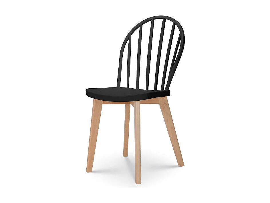 Lot de 4 chaises de salle à manger EMY noire avec pieds en bois