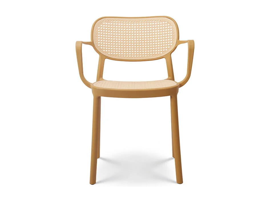 Chaise de salle à manger moutarde style vintage avec accoudoirs