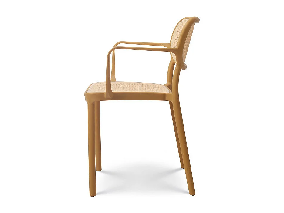 Chaise de salle à manger moutarde style vintage avec accoudoirs