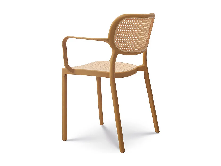 Chaise de salle à manger moutarde style vintage avec accoudoirs