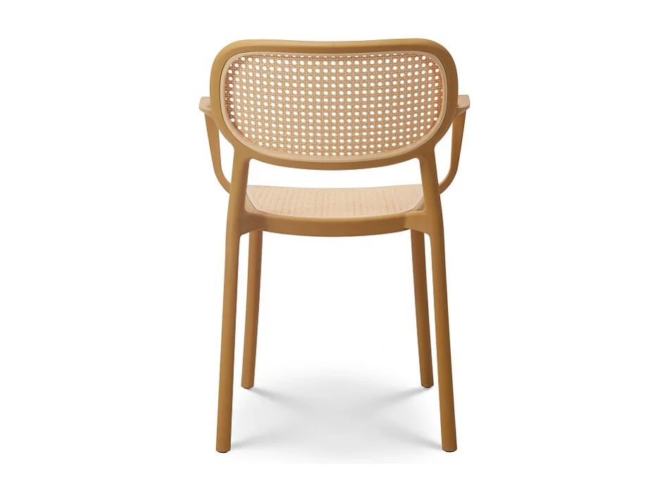 Chaise de salle à manger moutarde style vintage avec accoudoirs