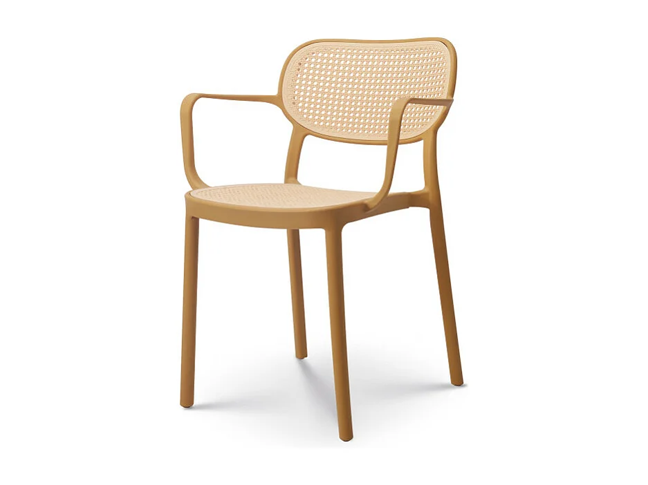 Chaise de salle à manger moutarde style vintage avec accoudoirs