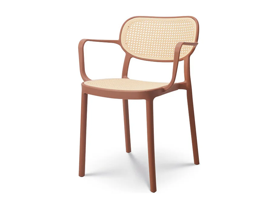 Chaise de salle à manger rouille style vintage avec accoudoirs