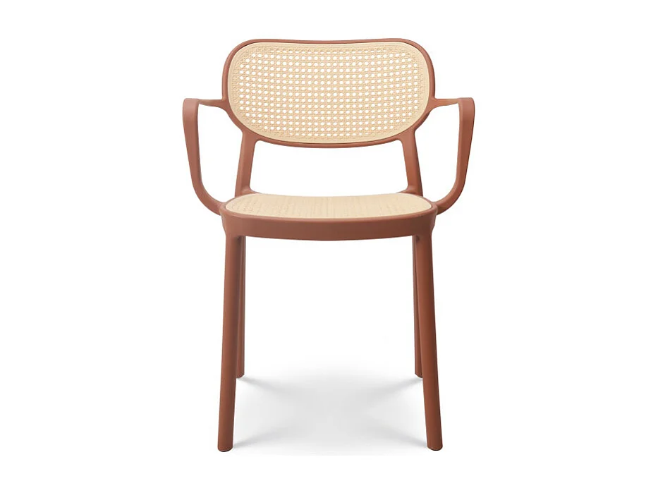 Chaise de salle à manger rouille style vintage avec accoudoirs