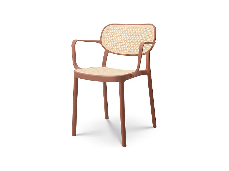 Chaise de salle à manger rouille style vintage avec accoudoirs