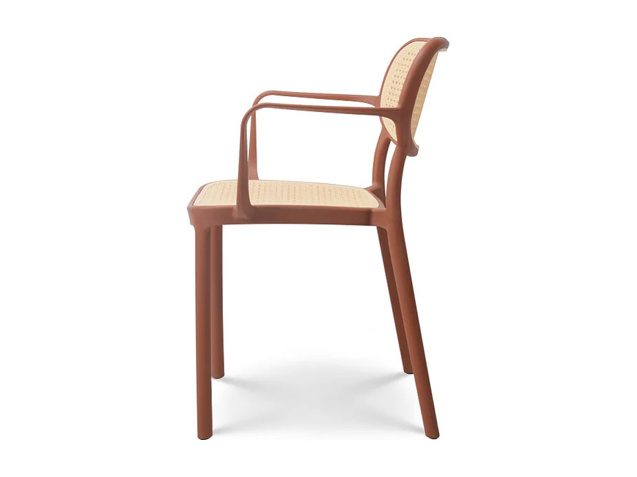 Chaise de salle à manger rouille style vintage avec accoudoirs