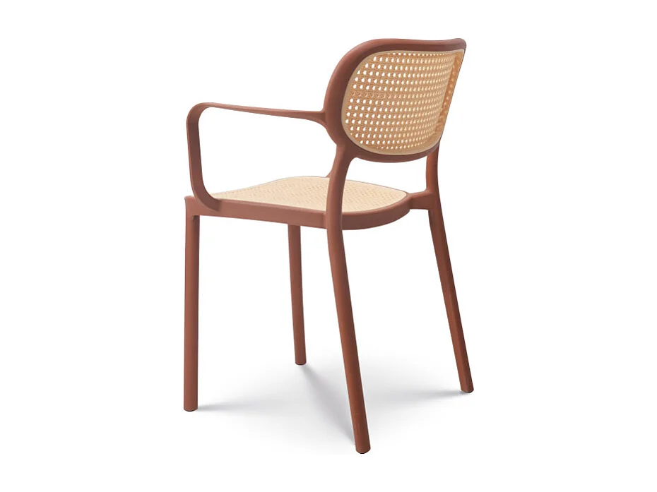 Chaise de salle à manger rouille style vintage avec accoudoirs