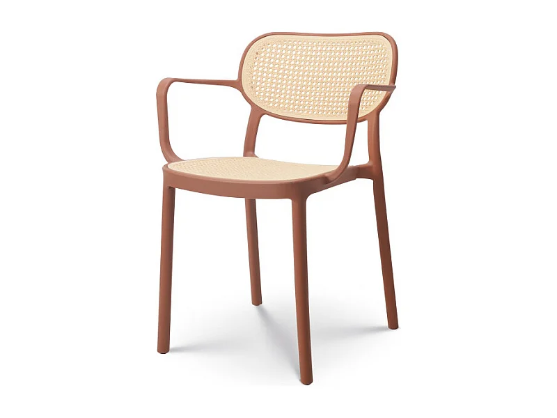 Chaise de salle à manger rouille style vintage avec accoudoirs