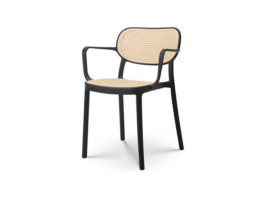 Chaise de salle à manger noire style vintage avec accoudoirs
