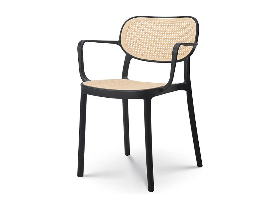 Chaise de salle à manger noire style vintage avec accoudoirs