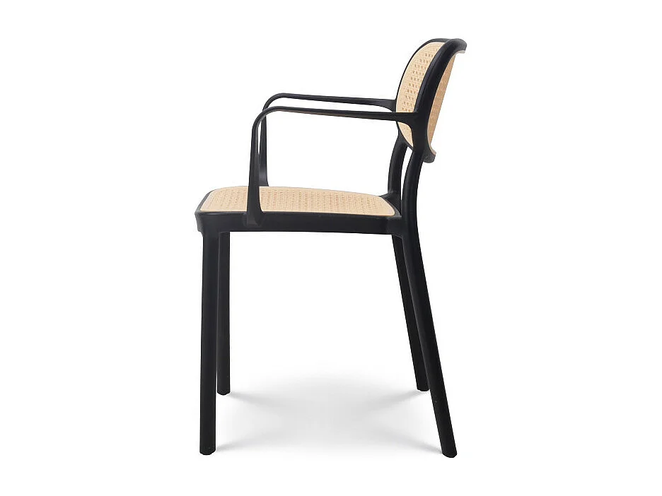 Chaise de salle à manger noire style vintage avec accoudoirs