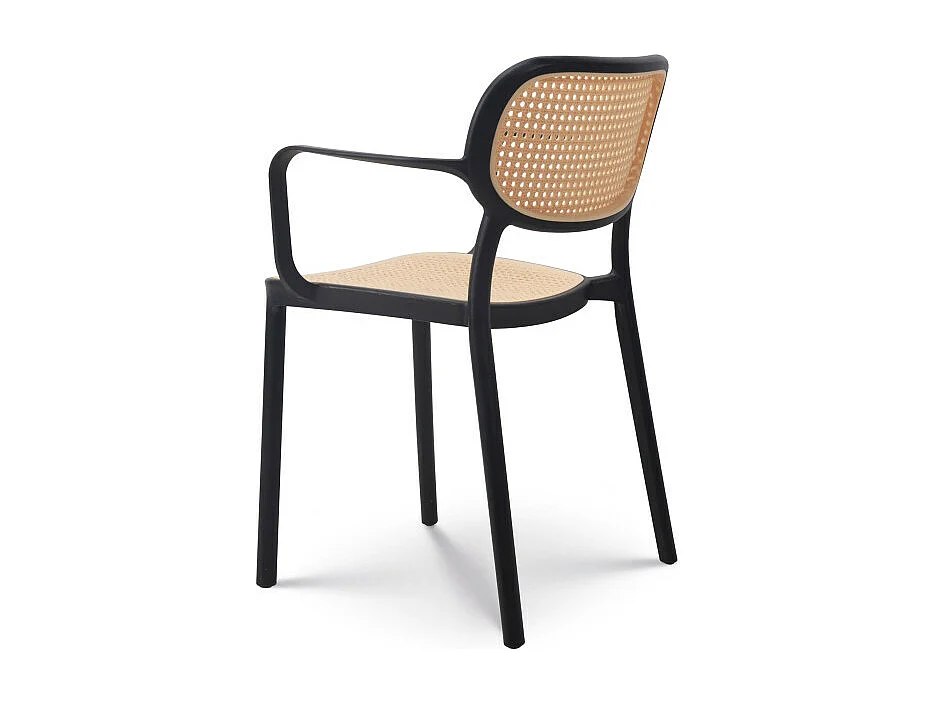 Chaise de salle à manger noire style vintage avec accoudoirs