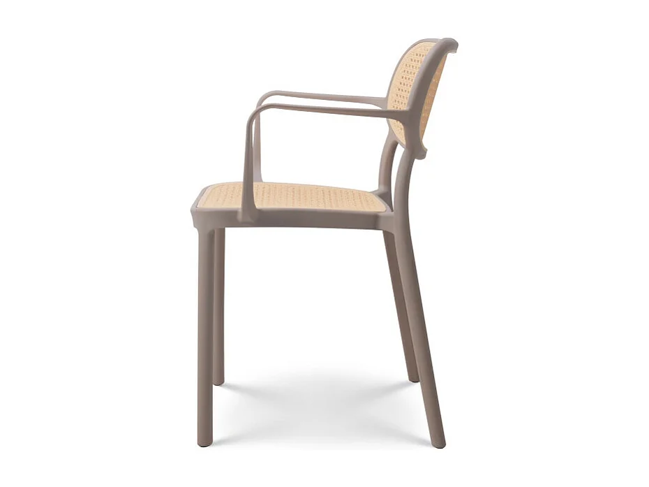 Chaise de salle à manger Beige style vintage avec accoudoirs