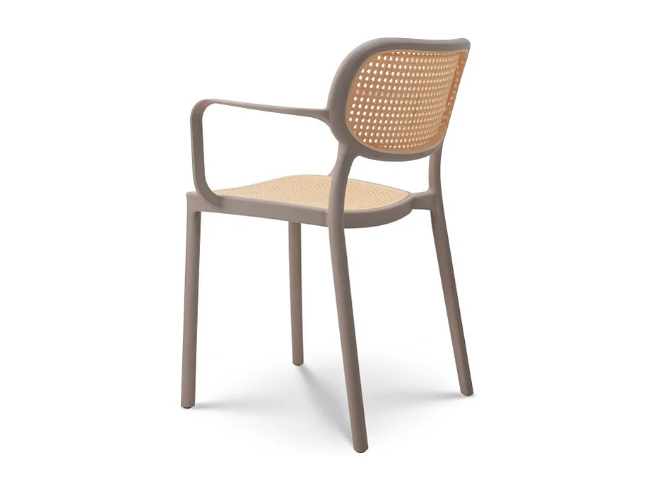 Chaise de salle à manger Beige style vintage avec accoudoirs